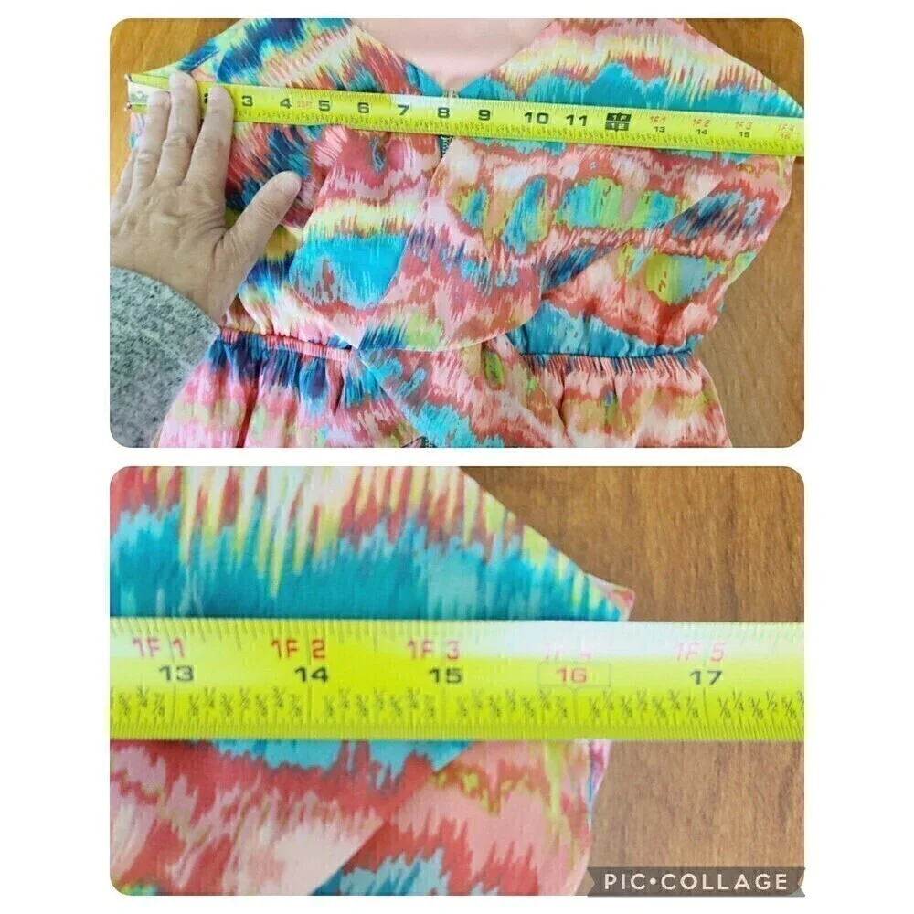 Anthropologie Maude Halter Dress Ruffles Elastic Waist Beach Colorful‎ Flaw - Picture 10 of 12